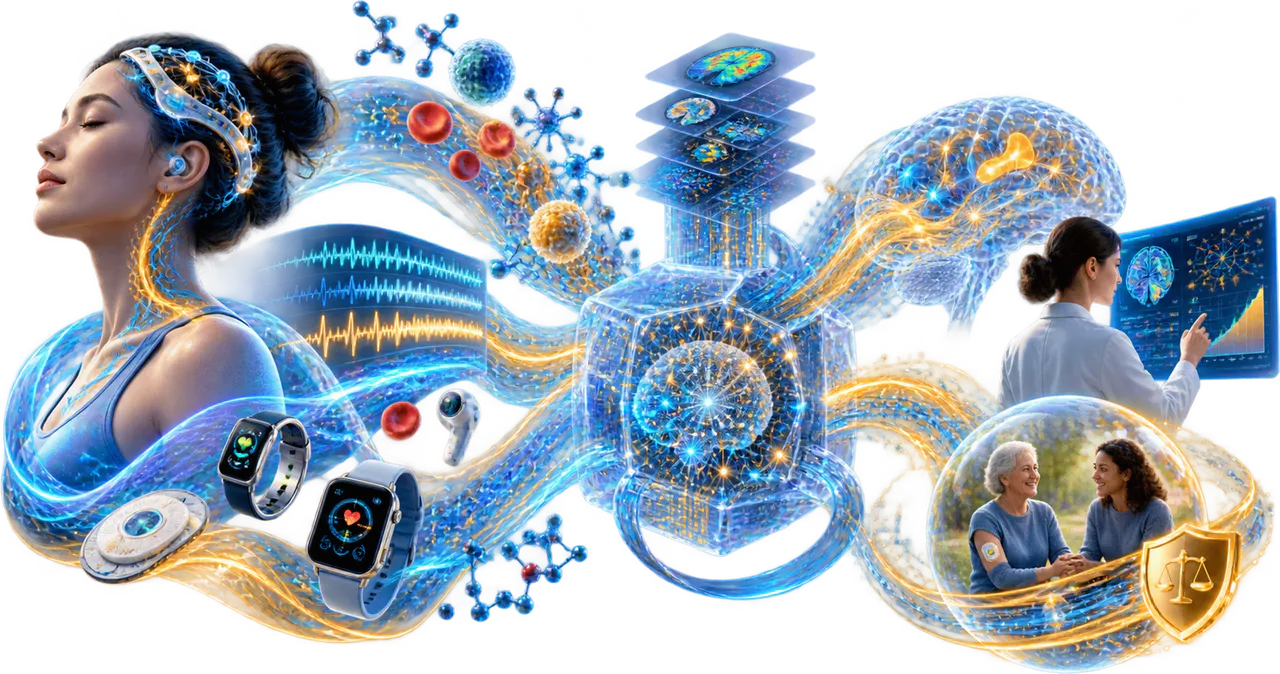 AI + Biosensing research domain diagram