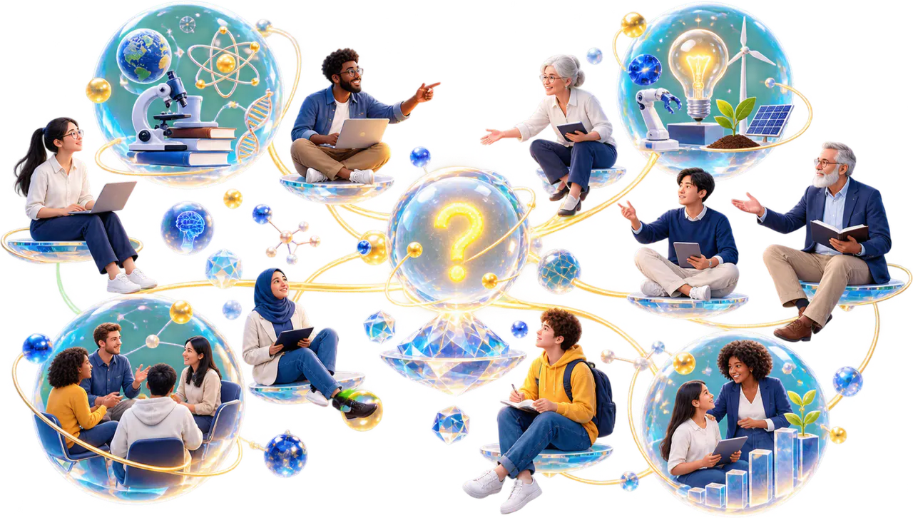 People at different career stages connected through learning, contribution, collaboration and mentorship